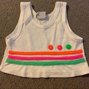 Vintage Neon Stripe and Button Cropped Tank